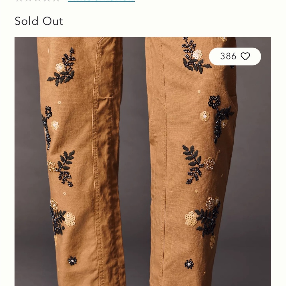 Anthropologie Tan Embroidered Women Jeans
